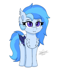 Size: 1280x1506 | Tagged: safe, artist:itsnovastarblaze, derpibooru import, oc, oc only, oc:ice fang, bat pony, pony, cheek fluff, chest fluff, cute, ear fluff, ears, female, hoof fluff, leg fluff, mare, solo, standing