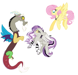 Size: 8190x7911 | Tagged: safe, artist:gallantserver, derpibooru import, fluttershy, oc, oc:iridescence, hybrid, pony, absurd resolution, interspecies offspring, offspring, parent:discord, parent:fluttershy, parents:discoshy, simple background, transparent background