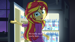 Size: 1334x750 | Tagged: safe, derpibooru import, edit, edited screencap, screencap, sunset shimmer, equestria girls, rainbow rocks, night, text