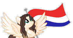 Size: 1201x624 | Tagged: safe, artist:cindydreamlight, derpibooru import, oc, oc:cindy, pegasus, pony, female, flag, mare, netherlands, simple background, solo, transparent background