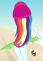 Size: 394x549 | Tagged: safe, artist:flutteryaylove, derpibooru import, edit, edited screencap, screencap, rainbow dash, aww... baby turtles, equestria girls, equestria girls series, ass, beach, butt, rainbutt dash