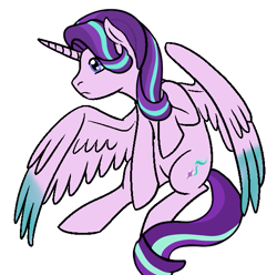 Size: 571x567 | Tagged: safe, artist:taeko, derpibooru import, starlight glimmer, alicorn, pony, alicornified, base used, basic, black outlines, blue tipped wings, colored wings, cutie mark, flying, frown, how it should have ended, large wings, multicolored mane, multicolored tail, no shading, no source available, pink body, png, purple eyes, purple mane, purple tail, race swap, realistic wings, simple background, small ears, starlicorn, starlight glimmer is best pony, starlight glimmer is overpowered, white background, wings, xk-class end-of-the-world scenario, xk-class end-of-the-world scenario alicorn