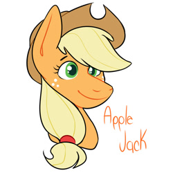 Size: 1000x1000 | Tagged: safe, artist:dymitre, derpibooru import, applejack, earth pony, pony, bust, eyelashes, female, freckles, hat, mare, simple background, smiling, solo, white background