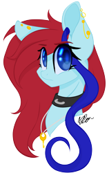 Size: 922x1459 | Tagged: safe, artist:donnie-moon, derpibooru import, oc, oc:ren, earth pony, pony, choker, ear piercing, earth pony oc, eyelashes, female, jewelry, mare, necklace, piercing