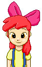 Size: 86x139 | Tagged: artist needed, safe, derpibooru import, apple bloom, human, adorabloom, animated, blinking, cute, gif, humanized, loop, pixel art, simple background, smiling, solo, transparent background