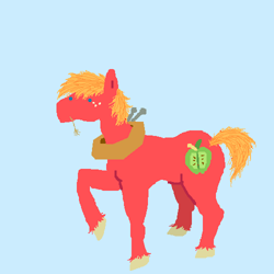 Size: 500x500 | Tagged: safe, artist:askpinkiepieandfriends, derpibooru import, big macintosh, earth pony, pony, blue background, male, raised hoof, raised leg, simple background, solo, stallion, straw in mouth