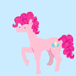 Size: 500x500 | Tagged: safe, artist:askpinkiepieandfriends, derpibooru import, pinkie pie, earth pony, pony, blue background, female, mare, raised hoof, raised leg, simple background, solo