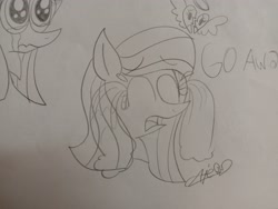 Size: 4160x3120 | Tagged: safe, artist:guruyunus17, derpibooru import, oc, oc only, oc:annisa trihapsari, earth pony, pony, crying, earth pony oc, eyes closed, female, heart, indonesia, mare, open mouth, photo, sketch, solo, sorry, traditional art