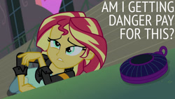 Size: 1280x720 | Tagged: safe, derpibooru import, edit, edited screencap, editor:quoterific, screencap, sunset shimmer, equestria girls, friendship games, canterlot high, cross-eyed, female, friendship games bloopers, magic capture device, solo