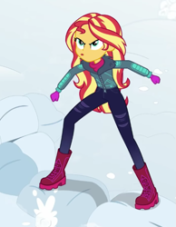 Size: 471x607 | Tagged: safe, derpibooru import, screencap, sunset shimmer, better together, equestria girls, holidays unwrapped, cropped, saving pinkie's pie, solo