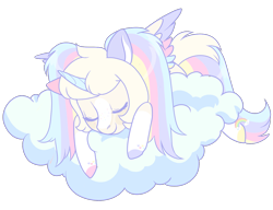 Size: 1300x1000 | Tagged: safe, artist:lavvythejackalope, derpibooru import, oc, oc only, alicorn, pony, alicorn oc, cloud, colored hooves, commission, eyes closed, horn, on a cloud, simple background, sleeping, solo, transparent background, wings, ych result
