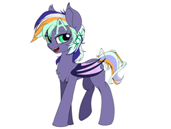 Size: 4114x3105 | Tagged: safe, artist:ktk's sky, derpibooru import, oc, oc only, oc:autumn wind, bat pony, pony, bat pony oc, bat wings, chest fluff, female, mare, simple background, solo, standing, teeth, white background, wings