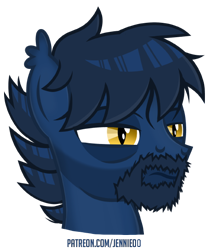 Size: 500x592 | Tagged: safe, artist:jennieoo, derpibooru import, oc, oc:atin nyamic, bat pony, pony, beard, emote, facial hair, icon, messy hair, messy mane, sleepy, solo