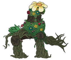 Size: 1034x875 | Tagged: safe, artist:multiverseequine, derpibooru exclusive, derpibooru import, daybreak island, flower, flower in hair, golem, plant, simple background, solo, transparent background, vine