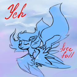 Size: 4000x4000 | Tagged: safe, derpibooru import, pegasus, pony, unicorn, commission, falling, flying, freefall, in the sky, sky, solo, ych sketch, your character here