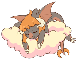 Size: 1260x1000 | Tagged: safe, artist:lavvythejackalope, derpibooru import, oc, oc only, dragon, cloud, commission, dragon oc, eyes closed, on a cloud, simple background, sleeping, smiling, solo, transparent background, ych result