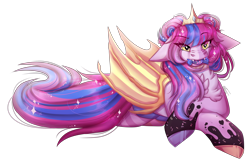 Size: 3700x2463 | Tagged: safe, artist:inspiredpixels, derpibooru import, oc, oc only, bat pony, pony, bat pony oc, candy, colored hooves, crossed hooves, crown, ears, female, floppy ears, food, jewelry, lying down, mare, mouth hold, nose wrinkle, regalia, signature, simple background, solo, transparent background