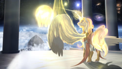 Size: 3840x2160 | Tagged: safe, alternate version, derpibooru import, princess celestia, alicorn, magic, raise, solo, sun