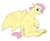 Size: 2762x2239 | Tagged: safe, artist:snspony, derpibooru import, butterscotch, fluttershy, pegasus, pony, looking at you, looking sideways, male, rule 63, side view, simple background, sitting, smiling, smiling at you, solo, stallion, white background