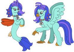 Size: 3060x2157 | Tagged: safe, artist:supahdonarudo, derpibooru import, oc, oc only, oc:sea lilly, classical hippogriff, hippogriff, seapony (g4), camera, jewelry, necklace, raised leg, simple background, story included, transparent background