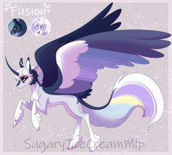 Size: 1280x1157 | Tagged: safe, artist:sugaryicecreammlp, derpibooru import, oc, oc:aura sparkle, oc:rainy thunder, alicorn, pony, colored wings, fusion, multicolored wings, solo, wings