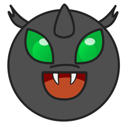 Size: 1000x1000 | Tagged: safe, artist:rumstone, derpibooru import, oc, oc only, oc:rumstone, changeling, changeling ears, changeling oc, ears, emoticon, eye, fangs, glare, green changeling, green eyes, happy, horn, icon, krita, male, round, simple background, smiling, solo, stars, transparent background