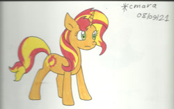 Size: 1280x805 | Tagged: safe, artist:cmara, derpibooru import, sunset shimmer, pony, unicorn, female, mare, simple background, solo, traditional art, white background