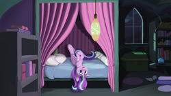 Size: 5120x2880 | Tagged: safe, artist:dreamingofpony, derpibooru exclusive, derpibooru import, starlight glimmer, pony, bed, bedroom, cute, glimmerbetes, solo, starlight's room