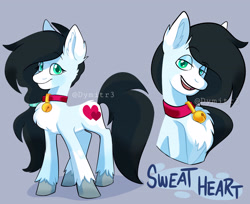 Size: 3309x2700 | Tagged: safe, artist:dymitre, derpibooru import, oc, oc only, earth pony, pony, bedroom eyes, bell, bell collar, bust, chest fluff, collar, duo, ear fluff, ears, earth pony oc, female, mare, smiling, unshorn fetlocks