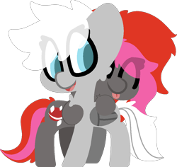 Size: 1028x972 | Tagged: safe, artist:moonydusk, derpibooru import, oc, oc only, oc:silver, oc:silver edge, pegasus, pony, cute, duo, simple background, tongue, tongue out, transparent background