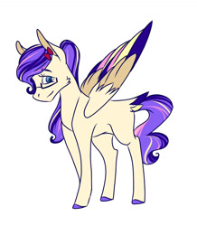 Size: 1131x1300 | Tagged: safe, artist:artfestation, derpibooru import, oc, oc only, pegasus, pony, colored hooves, female, magical lesbian spawn, mare, offspring, parent:fluttershy, parent:twilight sparkle, parents:twishy, pegasus oc, simple background, smiling, white background, wings