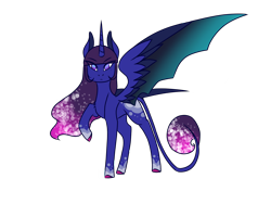 Size: 2048x1536 | Tagged: safe, artist:artfestation, derpibooru import, oc, oc only, alicorn, bat pony, bat pony alicorn, pony, bat pony oc, bat wings, ethereal mane, female, galaxy mane, horn, magical lesbian spawn, mare, offspring, parent:princess luna, parent:twilight sparkle, parents:twiluna, raised hoof, raised leg, simple background, solo, transparent background, wings