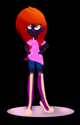 Size: 2739x4290 | Tagged: safe, artist:aonairfaol, derpibooru import, oc, oc only, equestria girls, base used, black background, boots, clothes, female, hand on hip, high heel boots, looking up, shoes, simple background, solo