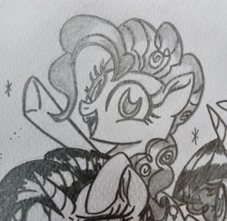 Size: 2424x2355 | Tagged: safe, artist:c.a.m.e.l.l.i.a, derpibooru import, pinkie pie, earth pony, female, mare, traditional art