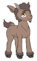 Size: 860x1420 | Tagged: safe, alternate version, artist:multiverseequine, derpibooru exclusive, derpibooru import, oc, oc only, oc:pasha, goat, daybreak island, facial hair, goat eyes, goat oc, goatee, horns, male, simple background, solo, transparent background