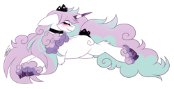 Size: 1345x688 | Tagged: safe, artist:inspiredpixels, derpibooru import, oc, oc only, pony, blushing, choker, colored hooves, crossover, ears, floppy ears, horn, pokémon, ponyta, signature, simple background, smiling, solo, transparent background