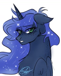 Size: 1340x1677 | Tagged: safe, artist:kaifeather, derpibooru import, princess luna, alicorn, pony, adorable face, cute, shy, solo