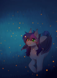 Size: 1024x1393 | Tagged: safe, artist:myralilth, derpibooru import, oc, bat pony, firefly (insect), insect, pony, female, mare, solo