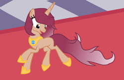 Size: 1042x670 | Tagged: safe, artist:aonairfaol, derpibooru import, oc, oc only, oc:princess iris, pony, unicorn, eyelashes, hoof shoes, horn, indoors, magical parthenogenic spawn, offspring, parent:princess celestia, peytral, unicorn oc