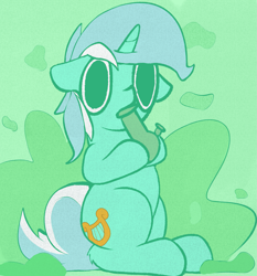 Size: 1859x1991 | Tagged: safe, artist:llametsul, derpibooru import, lyra heartstrings, pony, unicorn, bong, cutie mark, dilated pupils, drugs, female, green background, high, limited palette, mare, simple background, smoke, solo