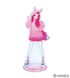 Size: 720x800 | Tagged: safe, artist:yoshit_m, derpibooru import, pinkie pie, equestria girls, acrylic plastic, acrylic standee, amnibus, clothes, craft, equestria girls logo, female, hoodie, human coloration, merchandise, my little pony logo, official, open mouth, simple background, solo, text, white background