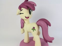 Size: 2048x1536 | Tagged: safe, artist:shine lawn, artist:sparkle40559933, derpibooru import, roseluck, earth pony, custom, figurine, irl, one ear down, one eye closed, open mouth, photo, smiling, toy, wink