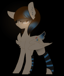 Size: 1952x2336 | Tagged: safe, artist:aonairfaol, derpibooru import, oc, oc only, pegasus, pony, base used, black background, chest fluff, clothes, ear fluff, ears, female, mare, pegasus oc, simple background, socks, solo, striped socks, wings