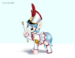 Size: 3262x2528 | Tagged: safe, artist:vinilyart, derpibooru import, coco pommel, earth pony, pony, clothes, cocobetes, cute, marching band uniform, simple background, white background