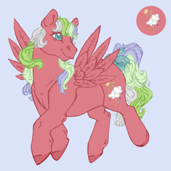 Size: 2259x2259 | Tagged: safe, artist:skior, derpibooru import, oc, oc:amiably sky, pegasus, pony, g1, blue background, female, mare, simple background, solo