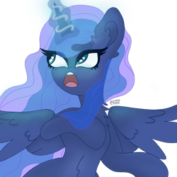 Size: 2048x2048 | Tagged: safe, artist:lynnpone, derpibooru import, princess luna, alicorn, pony, chest fluff, female, fluffy, gasp, heart eyes, horn, simple background, solo, transparent background, wingding eyes, wings