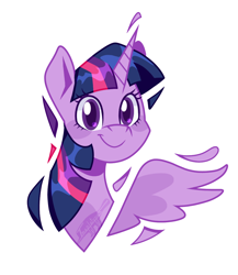 Size: 1000x1150 | Tagged: safe, artist:imaplatypus, derpibooru import, twilight sparkle, twilight sparkle (alicorn), alicorn, pony, bust, colored pupils, cute, eye clipping through hair, female, looking at you, mare, portrait, simple background, smiling, smiling at you, solo, twiabetes, white background