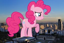 Size: 2336x1564 | Tagged: safe, artist:dashiesparkle, derpibooru import, pinkie pie, earth pony, pony, argentina, buenos aires city, female, giant pinkie pie, giant pony, giant/macro earth pony, giantess, highrise ponies, irl, macro, mare, mega giant, photo, ponies in real life