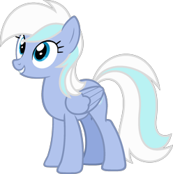 Size: 1487x1498 | Tagged: safe, artist:pegasski, derpibooru import, oc, oc only, oc:silver cyclone, pegasus, pony, blue eyes, female, folded wings, mare, simple background, smiling, solo, standing, transparent background, wings