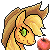 Size: 50x50 | Tagged: safe, artist:dashleigh, derpibooru import, applejack, earth pony, pony, apple, bust, food, freckles, hat, pixel art, simple background, smiling, transparent background